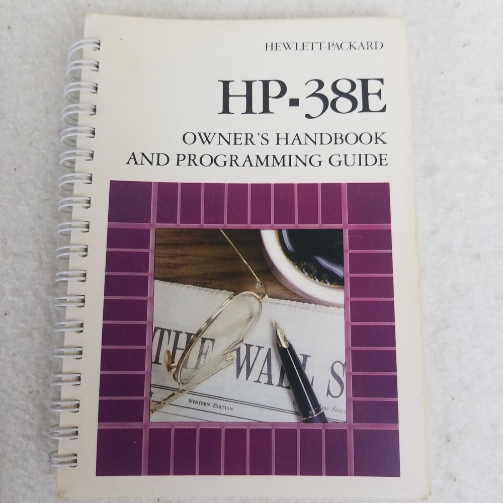 HP-38E Owner's Handbook & Programming Guide Financial Calculator Booklet manual